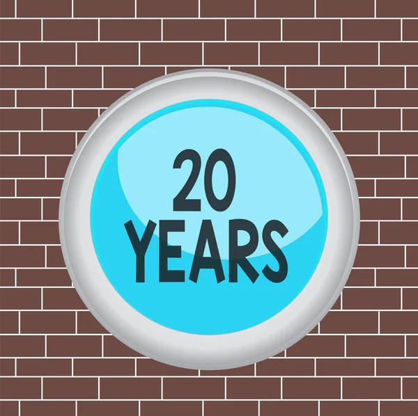 20 년된 문자 표지판. 20 년만의 특별 한 날을 기념하거나 기념하기 위해 존재하는 개념 사진 클릭 색상 구 변경 센터 중간둥근 모양의 중앙. — 스톡 사진