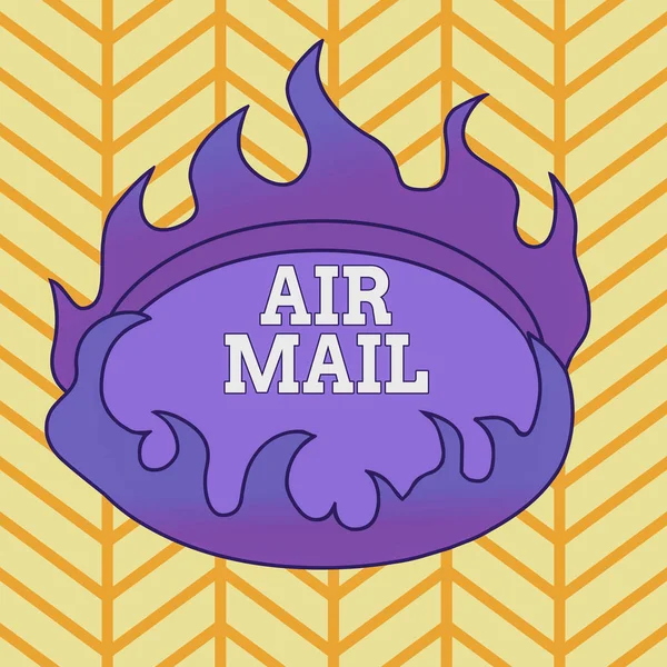 Tekst pisma Air Mail. Koncepcja oznacza torby z literami i opakowaniami, które są transportowane samolotem Asymetryczne nierównomierny kształt obiektu wzór wzór zarys wielobarwny. — Zdjęcie stockowe