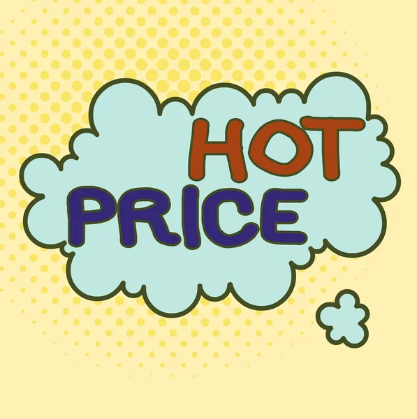 Word writing text Hot Price. Business concept for Buyer or seller can obtain something for a product sold or buy Asymmetrical uneven shaped format pattern object outline multicolour design. — Stock Photo, Image