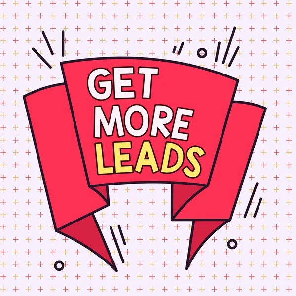 Tekst pisma Get More Leads. Pojęcie znaczenie Szukaj nowych klientów obserwujących Strategia marketingowa Asymetryczny nierównomierny kształt szablonu obiektu zarys wielobarwny. — Zdjęcie stockowe