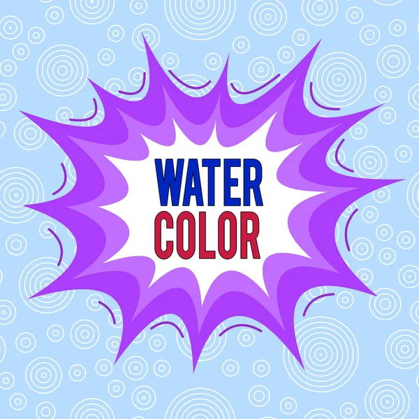 Konceptualny ręczny zapis pokazujący kolor wody. Biznes zdjęcie tekst rozpuszczalny w wodzie spoiwo takie jak guma arabska i rozcieńczone wodą asymetryczne nierównomierny wzór obiektu wielokolorowy. — Zdjęcie stockowe