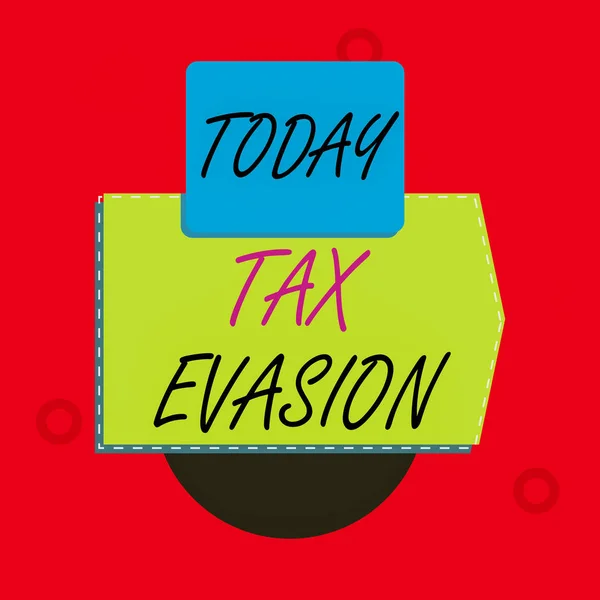 Text sign showing Tax Evasion. Conceptual photo the failure to pay or the deliberate underpayment of taxes Blank banner rectangle square above semicircle down Geometrical background.