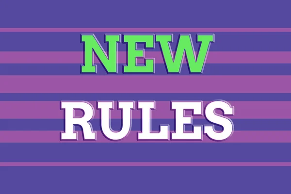 Text sign showing New Rules. Conceptual photo recently one of a set of explicit or understood regulations Seamless horizontal lines background drawing lines. Up and down stripes.