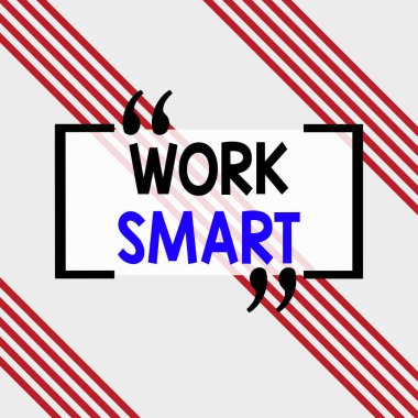 Work Smart 'ı gösteren bir not yazıyorum. İşletme fotoğraf sergisi hedeflere en verimli şekilde ulaşmak için kare dikdörtgen kağıt tabaka tam desen teması oluşturma yüklü.