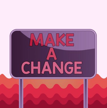 Bir Değişiklik Yap 'ı gösteren kavramsal el yazısı. İş fotoğrafı metni Yeni bir şey deneyin Evolve Evrim Geliştirme Gelişimi Büyüme Olgunluğu Metalik boş panel tahtası Renkli arka plan.