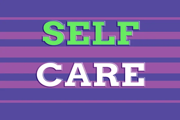 Text sign showing Self Care. Conceptual photo practice of taking action preserve or improve ones own health Seamless horizontal lines background drawing lines. Up and down stripes. — Stock Photo, Image
