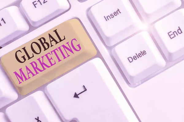 Nota de Escritura que muestra Marketing Global. Empresa de exposición de fotos de negocios vende los mismos productos al mercado global . — Foto de Stock