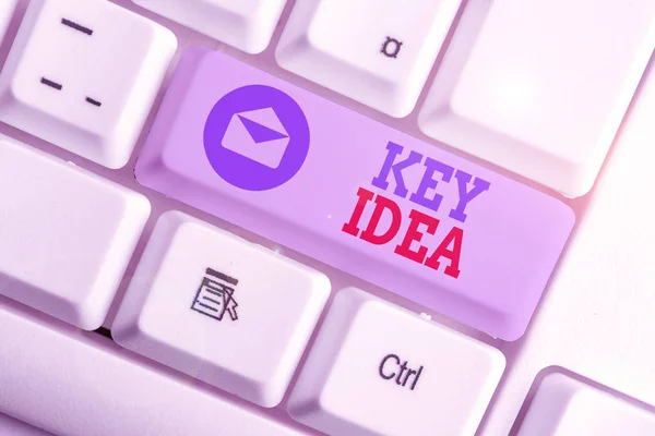 Szövegírás Key Idea. Üzleti koncepció kivételes vagy létfontosságú gondolat vagy javaslat Összehasonlítás nélkül. — Stock Fotó