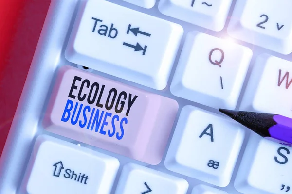 Ecriture conceptuelle montrant Ecology Business. Business photo texte global écologie et protection de l'environnement entreprise . — Photo