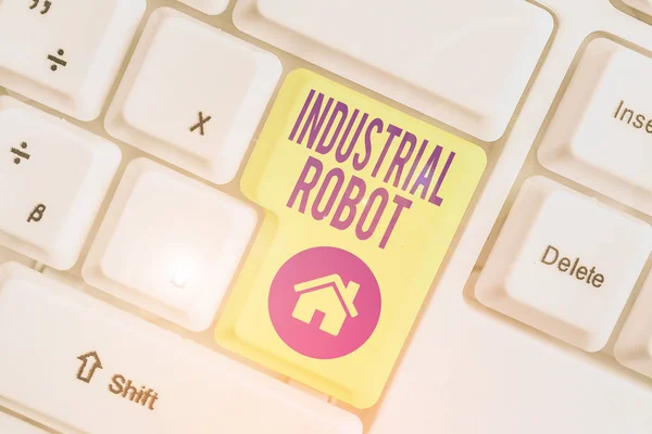 Handschrift tekst schrijven Industrial Robot. Concept: robotmechanisme dat wordt gebruikt bij de vervaardiging van producten. — Stockfoto