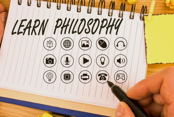 Handwriting text writing Learn Philosophy. Concept meaning learn to develop sound methods of research and analysis. — Stock Photo, Image