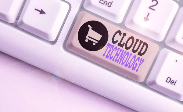 Znak tekstowy pokazujący Cloud Technology. Koncepcyjne zdjęcie na deanalysisd dostępności zasobów systemu komputerowego. — Zdjęcie stockowe