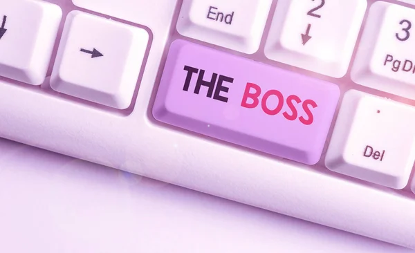 Texte écrit The Boss. Concept opérationnel pour démontrer qui exerce le contrôle ou l'autorité dans l'organisation. — Photo