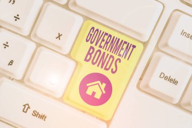 Handwriting text writing Government Bonds. Concept meaning debt security issued by a government to support spending.