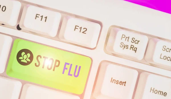 Pismo pisma Stop grypie. Koncepcja oznaczająca Leczenie zakaźnych chorób układu oddechowego wywołanych wirusem grypy. — Zdjęcie stockowe
