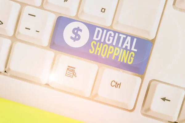 Konceptualne ręczne pisanie pokazujące Zakupy Cyfrowe. Biznesowy tekst aktu zakupu produktów lub usług przez Internet. — Zdjęcie stockowe