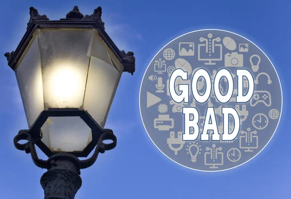 Text sign showing Good Bad. Conceptual photo to seem to be going to have a good or bad result Life choices.