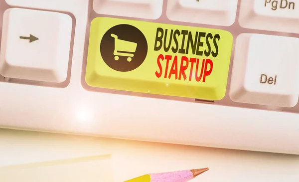 Conceptual hand writing showing Business Startup. Business photo showcasing company that is in the first stage of its operations. — Stock Photo, Image