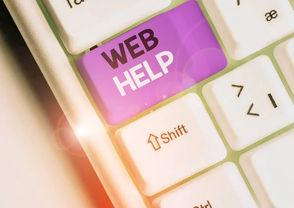 Почерк написания текста Web Help. Понятие, означающее процедурную или справочную информацию, передаваемую через компьютер . — стоковое фото