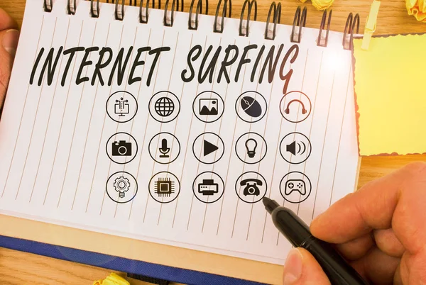 Handwriting text writing Internet Surfing. Concept meaning browsing the Internet Navigating the world wide web. — Stockfoto