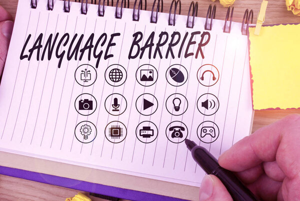 Языковой барьер для рукописного письма. Понятие, означающее трудности в общении
.