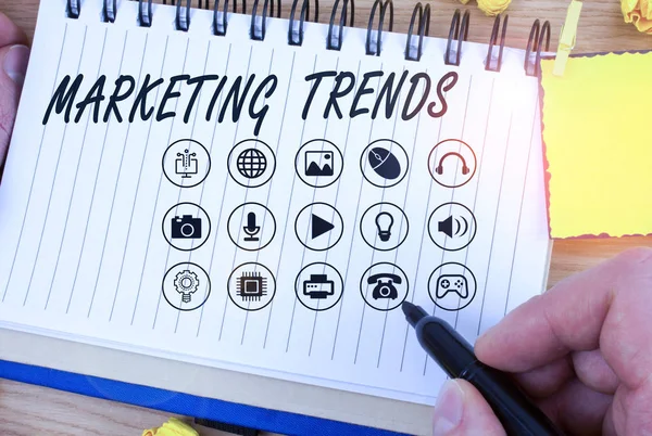 Handwriting text writing Marketing Trends. Concept meaning changes and developments in trading in the market.