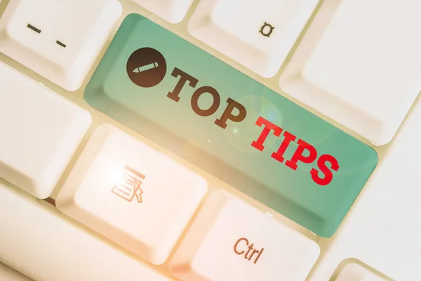 Konceptuell handstil som visar Top Tips. Business foto text en liten men särskilt användbar bit av praktiska råd. — Stockfoto