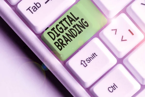 Writing note showing Digital Branding. Business photo showcasing combination of internet branding and digital marketing.