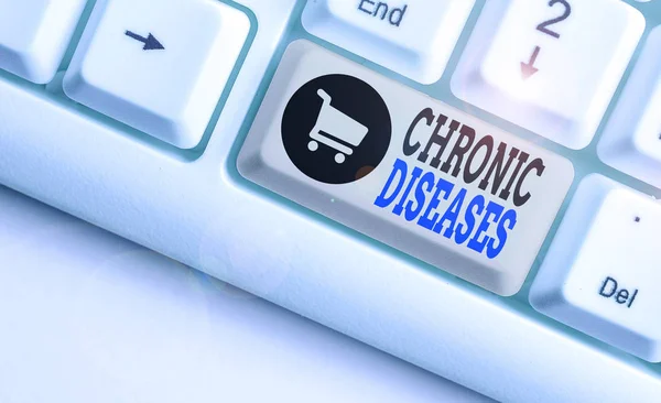 Text sign showing Chronic Diseases. Conceptual photo A disease or condition that lasts for longer time.