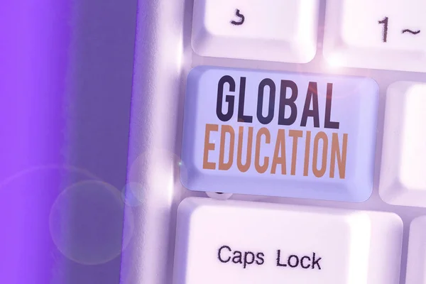 Text sign showing Global Education. Conceptual photo ideas taught to enhance one s is perception of the world.