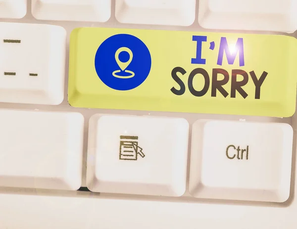 Escribir texto a mano Lo siento. Concepto que significa pedir perdón a alguien que lastimaste involuntariamente . — Foto de Stock