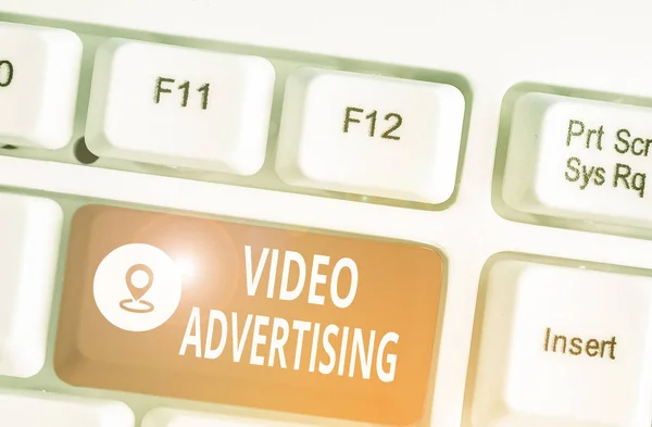 Word writing text Video Advertising. Business concept for encompasses online display advertisements that have video. — Stock Photo, Image