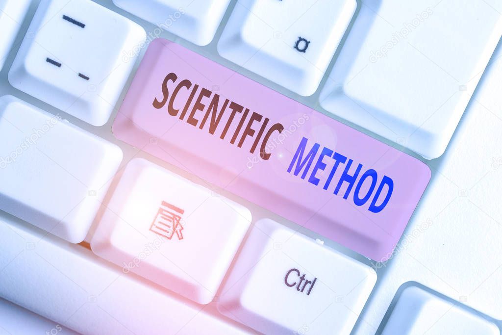 Writing note showing Scientific Method. Business photo showcasing method of procedure that has characterized natural science.