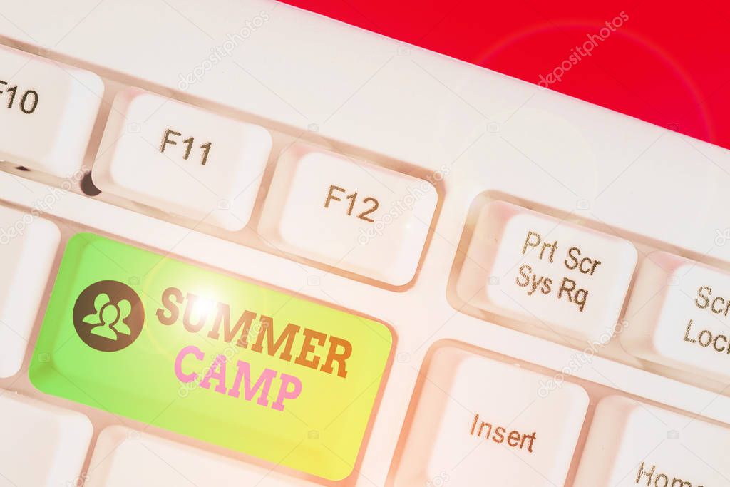 Text sign showing Summer Camp. Conceptual photo supervised program for children conducted during the summer.