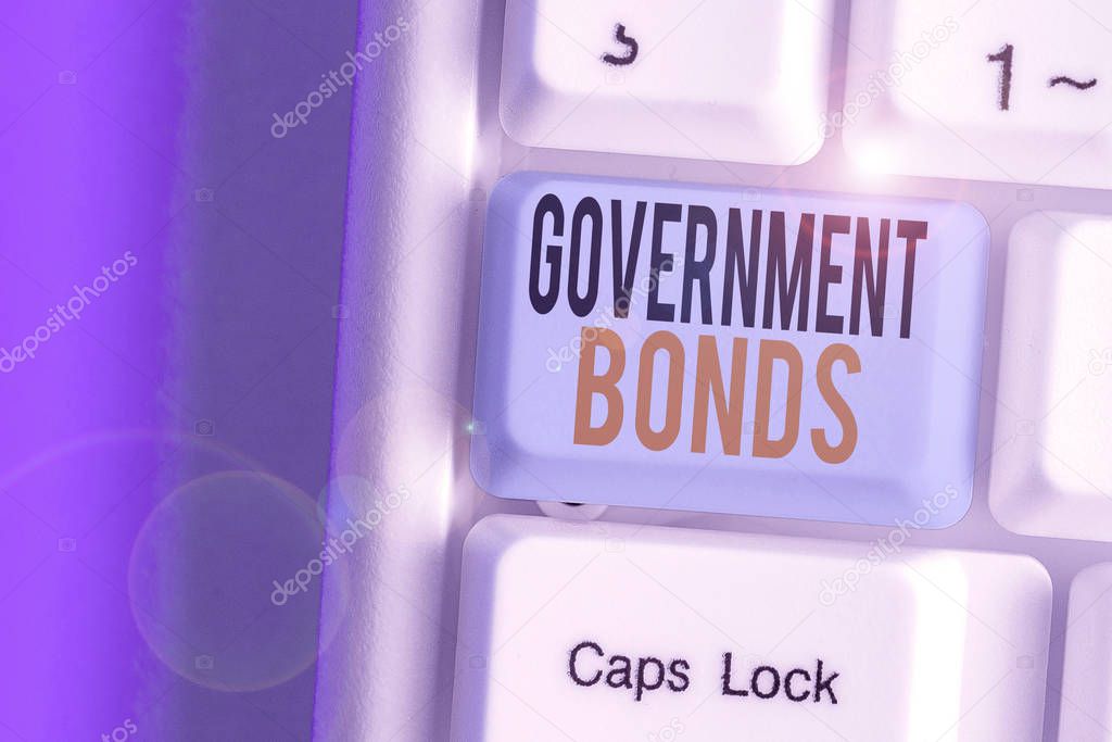 Text sign showing Government Bonds. Conceptual photo debt security issued by a government to support spending.