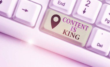 Writing note showing Content Is King. Business photo showcasing Content is the heart of todays marketing strategies.