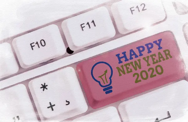 Signo de texto que muestra Feliz Año Nuevo 2020. Foto conceptual Saludo Celebración de la fiesta Nuevo comienzo Mis mejores deseos . — Foto de Stock