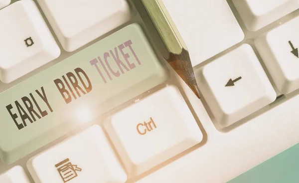 Handwriting text Early Bird Ticket. Concept meaning Buying a ticket before it go out for sale in regular price. — Stock Photo, Image