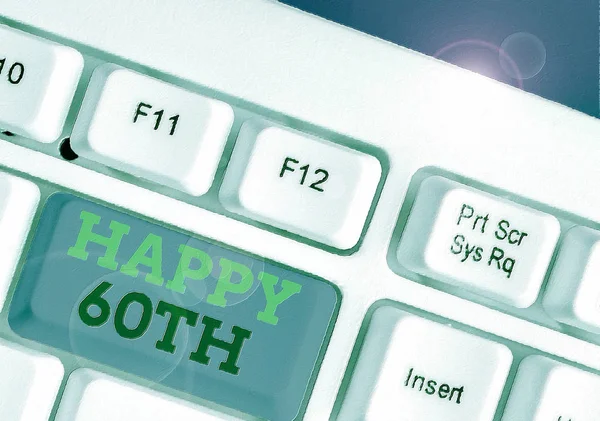 Tekst pisma Happy 60th. Koncepcja biznesowa na radosną okazję do specjalnego wydarzenia z okazji 60. roku. — Zdjęcie stockowe
