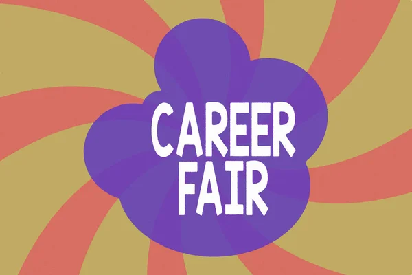 Writing note showing Career Fair. Business photo showcasing an event at which job seekers can meet possible employers Abstract geometric deep design. Simulating depth background. Spinning.