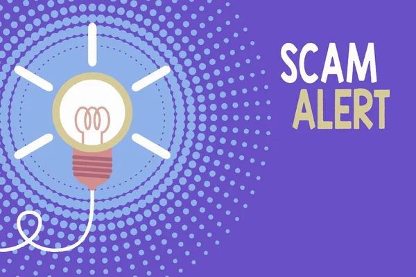 Note d'écriture montrant Scam Alert. Photo d'affaires mettant en vedette un e-mail non sollicité qui revendique la perspective d'une bonne affaire Idée ampoule Réussir à tourner invention idée Startup . — Photo