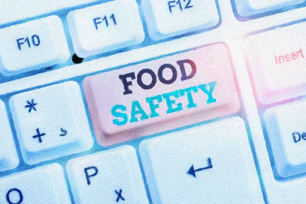 Tekst teken weergegeven: voedselveiligheid. Conceptuele foto voorwaarden en praktijken die de kwaliteit van voedsel bewaren. — Stockfoto