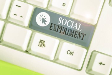 Writing note showing Social Experiment. Business photo showcasing the research project conducted with huanalysis subjects.