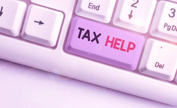 Texto para escrita de palavras Tax Help. Conceito de negócio para Assistência da contribuição obrigatória para as receitas do Estado . — Fotografia de Stock