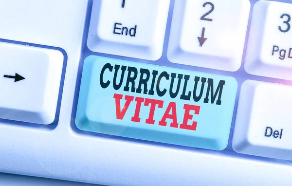 Text sign showing Curriculum Vitae. Conceptual photo a brief account of a demonstrating s is education and qualifications.