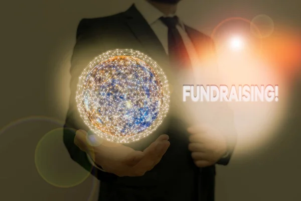 Текст написання слів Fundraising. Бізнес-концепція для отримання фінансової підтримки на благодійність або створення елементів цього образу, надана Насою.. — стокове фото