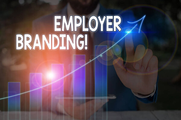 Текстовый знак, показывающий брендинг работодателя. Концептуальное фото, способствующее выбору работодателем компании желаемой целевой группы
.