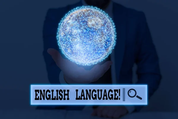 Writing note showing English Language. Business photo showcasing third spoken native lang in world after Chinese and Spanish Elements of this image furnished by NASA. — Stock Photo, Image