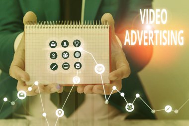 Video Reklamcılığını gösteren bir not yazıyorum. İş fotoğrafı sergisi, video içeren çevrimiçi görüntü reklamlarını kapsıyor.
