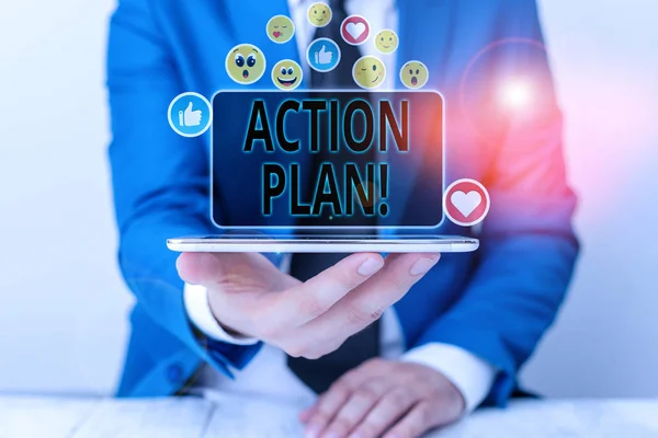Word writing text Action Plan. Business concept for proposed strategy or course of actions for certain time. — Stock Photo, Image